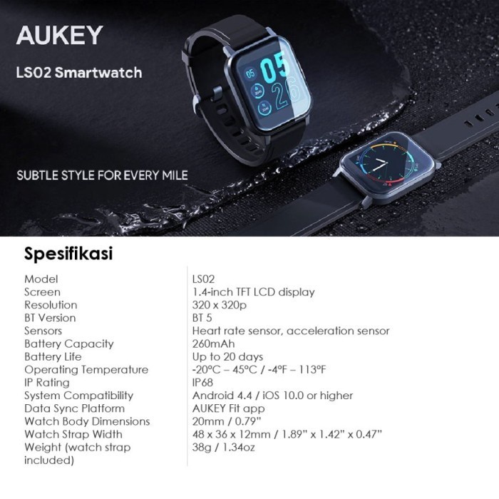 Smart watch LS-02 / LS02 Outdoor Watch Fitness Jogging Tracker Aukey