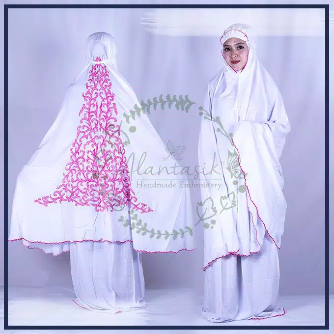 mukena bali jumbo rayon abstrak putih R.25