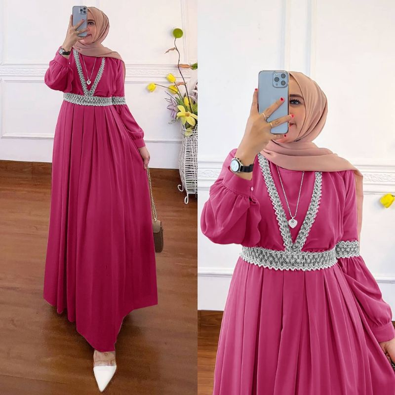 Qaisha dress maxy gamis muslim fashion remaja wanita