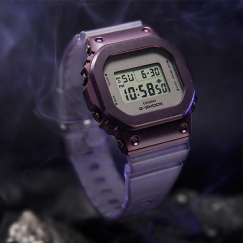 Jam Tangan Pria Wanita Casio GShock  GM-5600 GM-S5600 GM-S5600MF-6 PURPLE JELLY DIGITAL SPORT WATCH, MIDNIGHT FOG SERIAL