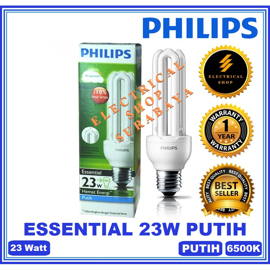 PHILIPS LAMPU ESSENTIAL 23W 23 WATT PUTIH (HARGA GROSIR &amp; GARANSI) JARI CDL PROMO MURAH ORIGINAL