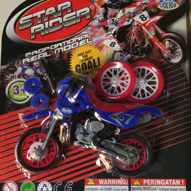 Mainan anak motor trail lengkap bonus dua ban dan obeng dan gearbox MC 323