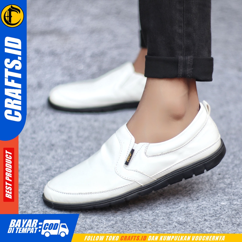 Sepatu Casual Pria Sepatu Slip On Pria Formal Kulit Pu Sepatu Pantofel Kerja Kantor Kuliah Kondangan Sepatu Slop Pria Sepatu Hitam Pria CRAFTS HAIJIN