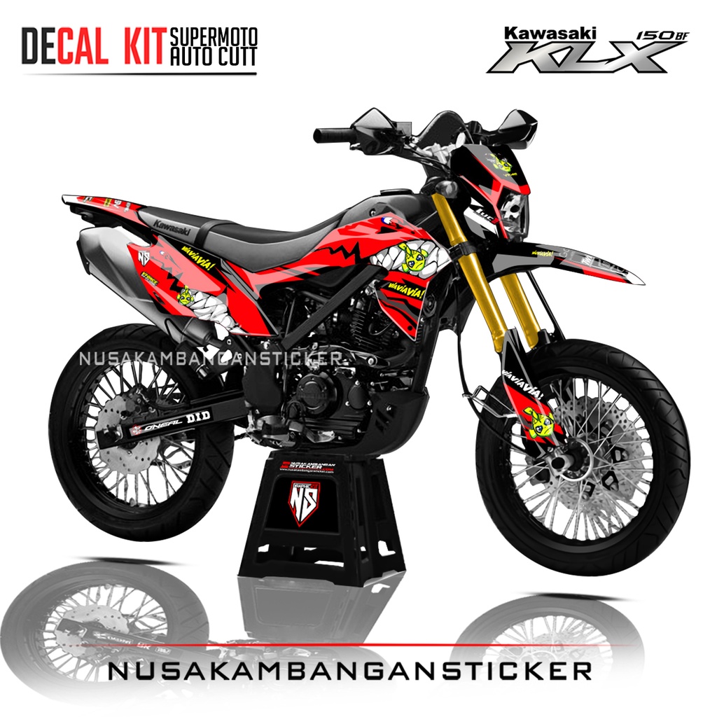 STIKER KLX 150 BF SUPERMOTO GRAFIS SHARKS MERAH 04