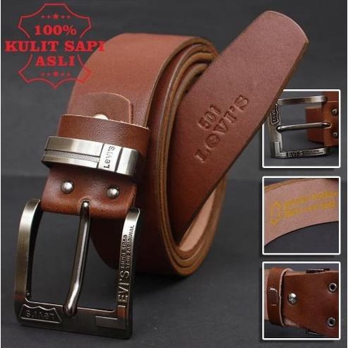 Gesper / Sabuk / Ikat Pinggang Pria Levis Kulit Asli 100%