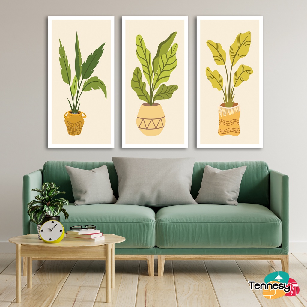 TENNESY HIASAN DINDING TANAMAN POT DAUN WALL DECOR 15x30CM PAJANGAN KAYU POSTER DEKORASI DINDING KAMAR TIDUR RUMAH