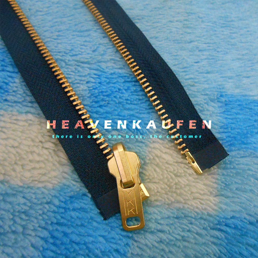 Resleting Zipper YKK Gigi Besi 60 cm Biru Navy / Dongker - Gold Emas Bolak Balik