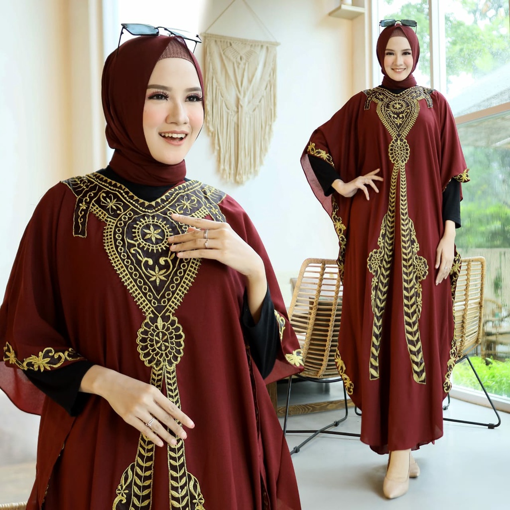 HOPYLOVY Kaftan Wanita Jumbo Ceruty Terbaru Aita / Kaftan Lebaran Muslimah