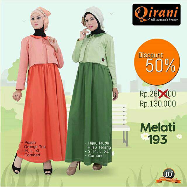 Gamis murah / Qirani / Melati193/Diskon 50 % + Diskon 10 %