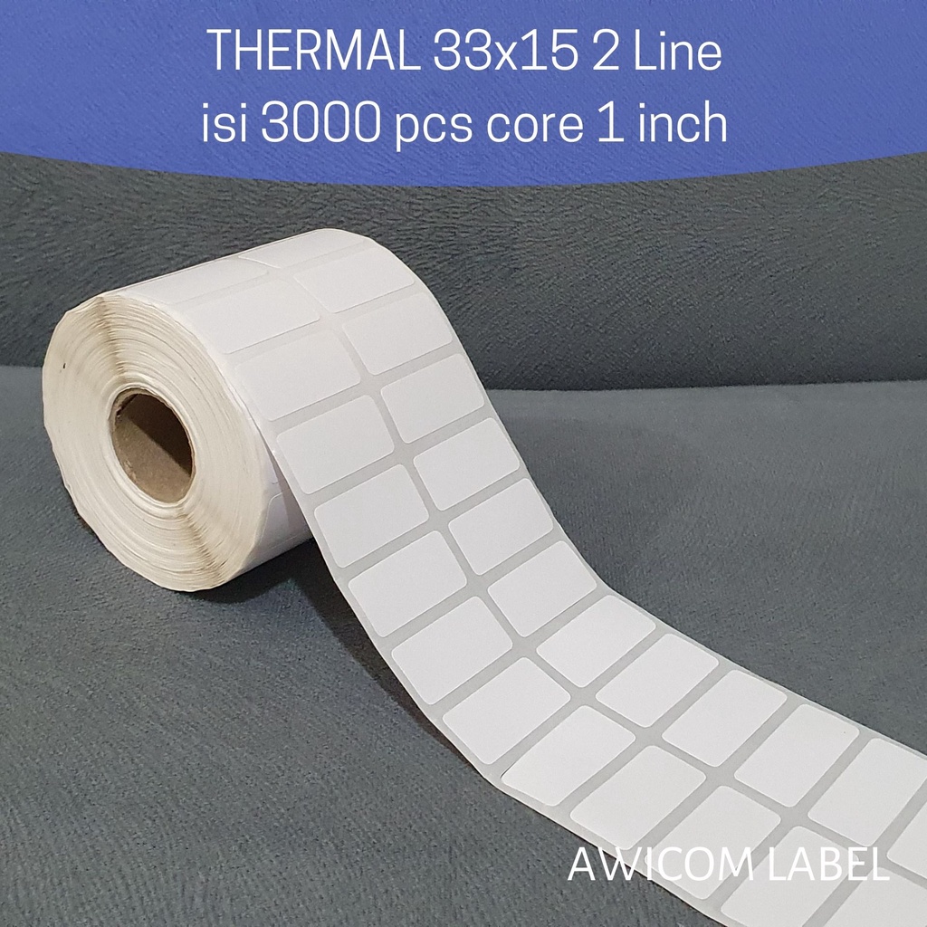 

Label Thermal 33x15 33 x 15 mm 2 line core 1" isi 3000