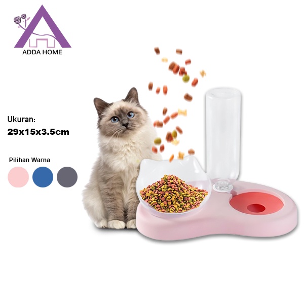 Adda Home - Dispenser Feeder Tempat Makan Minum Anjing Kucing Kelinci Mangkuk Bentuk Kucing 29x15x3.5cm