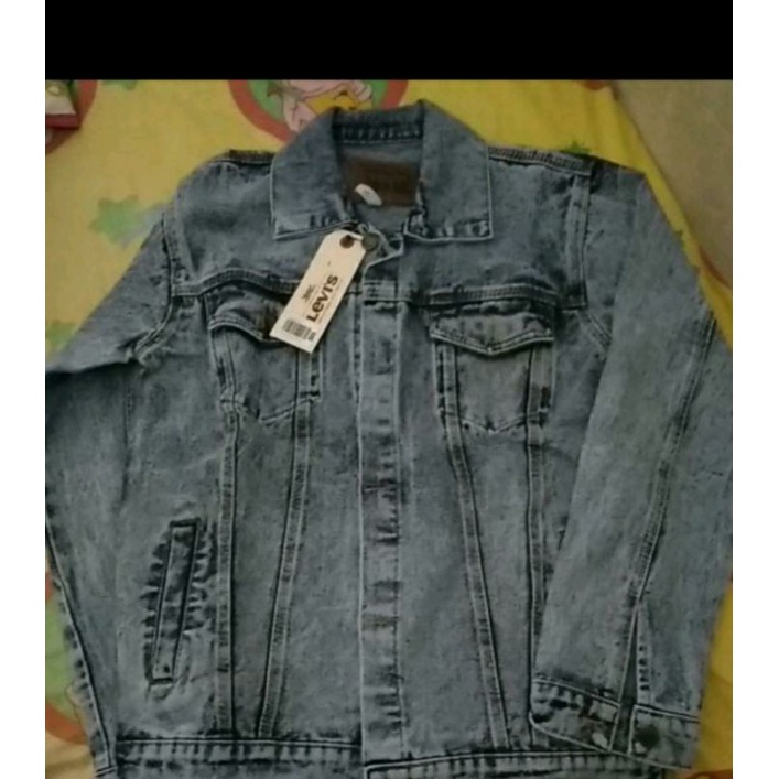 JAKET JEANS DENIM PRIA WANITA SANDWASH JAKET SNOW BLACK JAKET LEVIS COWOK