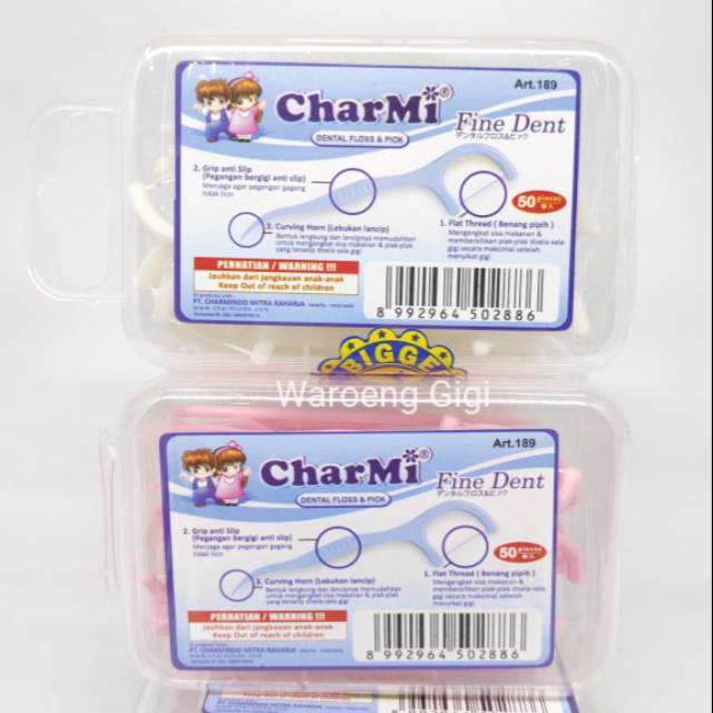 Charmi Dental Floss &amp; Pick / Charmi Fine Dent ART 189 / Tusuk gigi benang gigi charmi isi 50pcs