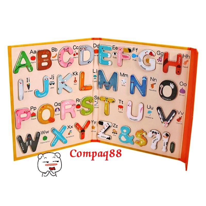 Mainan Edukasi Buku Anak Puzzle Magnetik Huruf Alfabet WOODEN TOYS ~ LETTER