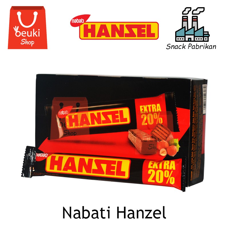 

Nabati Hanzel Wafer Cokelat Enak Hansel Coklat Extra 20% - 12pcs x 34gr