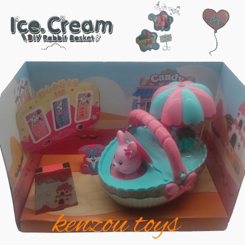 Mainan ice cream diy rabbit basket