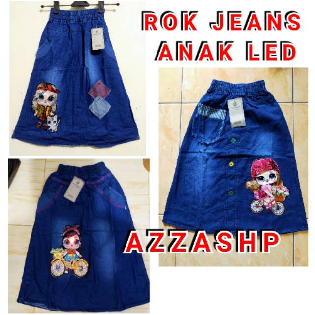 BISA COD/ROK JEANS ANAK LOL BISA NYALA UMUR 2-5 THN