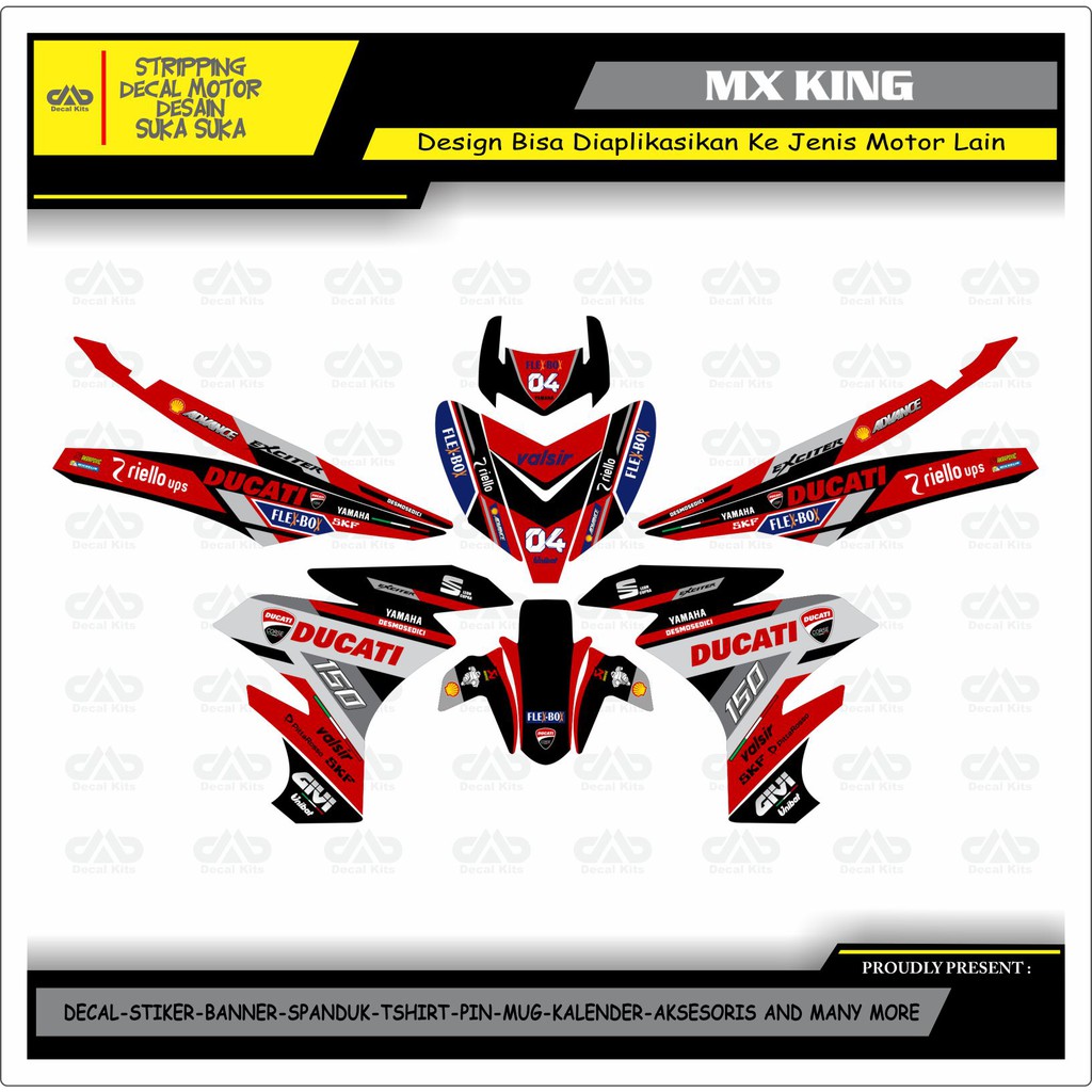Sticker Decal Motor Mx King 150 Full body DUCATI RED 1