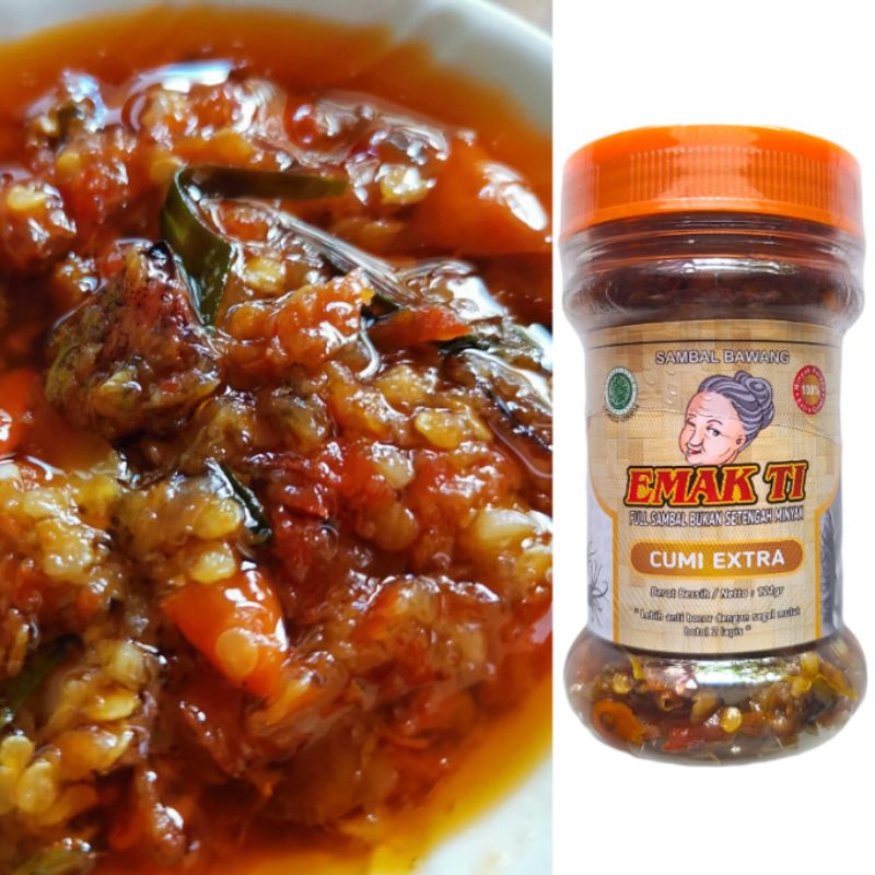 

Sambal bawang cumi baby cumi by EmakTi ® level pedas sedang botol plastik isi 120g limited