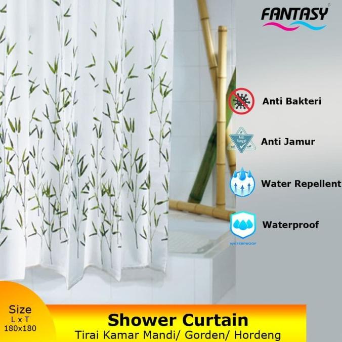 Tirai Kamar Mandi Bamboo Shower Curtain Gordyn Tirai Shower