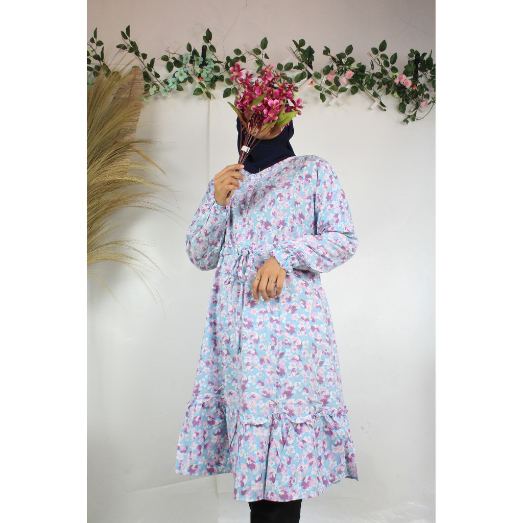 TUNIK katun rayon viscose motif bunga daisi terbaru baju