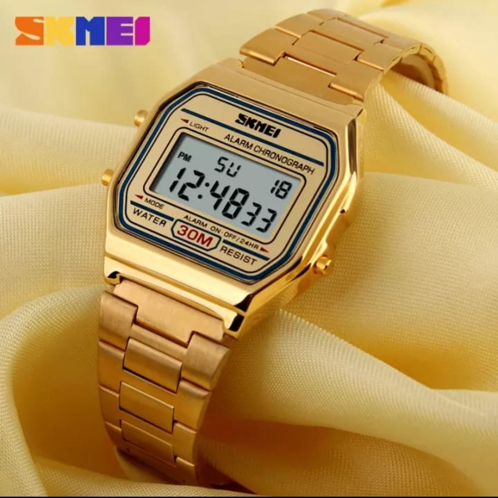 JAM TANGAN RANTAI CEWEK DIGITAL SKMEI 1123  ORIGINAL WATERPROOF 50 ATM/JAM TANGAN SKMEI TERLARIS/ Jam Tangan SKMEI RANTAI SKMEI 1123 / Jam Tangan Wanita Digital New stainless stell/ SKMEI 1123 Jam Tangan Wanita Digital Tali Stainless Anti Air