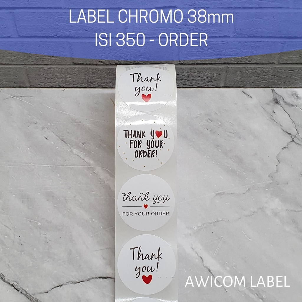 

RB 350 PCS (1 ROLL) Stiker Label Thank You Homemade Handmade 38mm