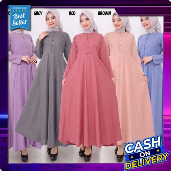Gamis Remaja Terbaru Murah Kekinian Modern Polos 2021 Tanggung Premium Syari Muslim Perempuan Beltic