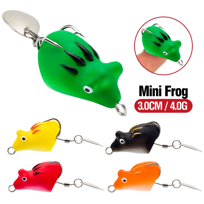 1pc Umpan Pancing Soft Bait Bentuk Katak Mata 3D Ukuran 3cm 4g 5 Warna