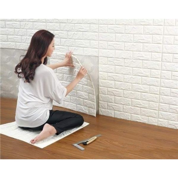 Wallpaper Walpaper Walpeper Dinding 3D Kamar Tidur Foam Murah 70 x 77 cm r Stiker Bata Putih 3MM-BATU PUTIH 2,5 MM