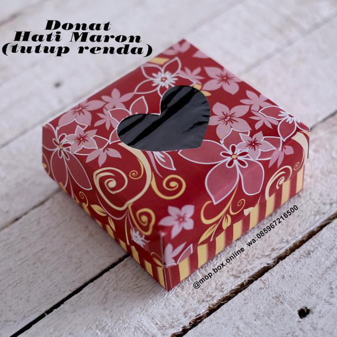 

Best Produk] 100Pcs Dus Donat Hati Kotak Kue Cantik Kotak Donut 10,5X10,5 Box Jajan - Merah
