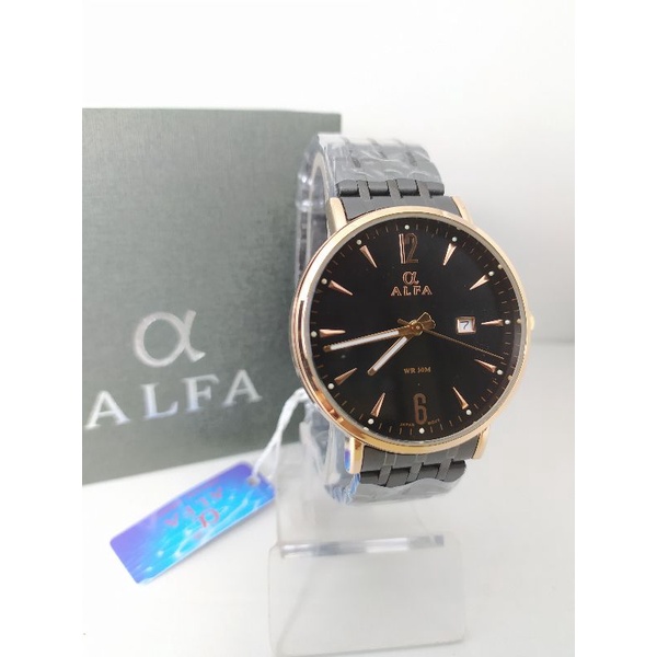 JAM TANGAN PRIA ALFA 88173M ORIGINAL. RANTAI STAINLESS STEEL. WATER RESISTANT