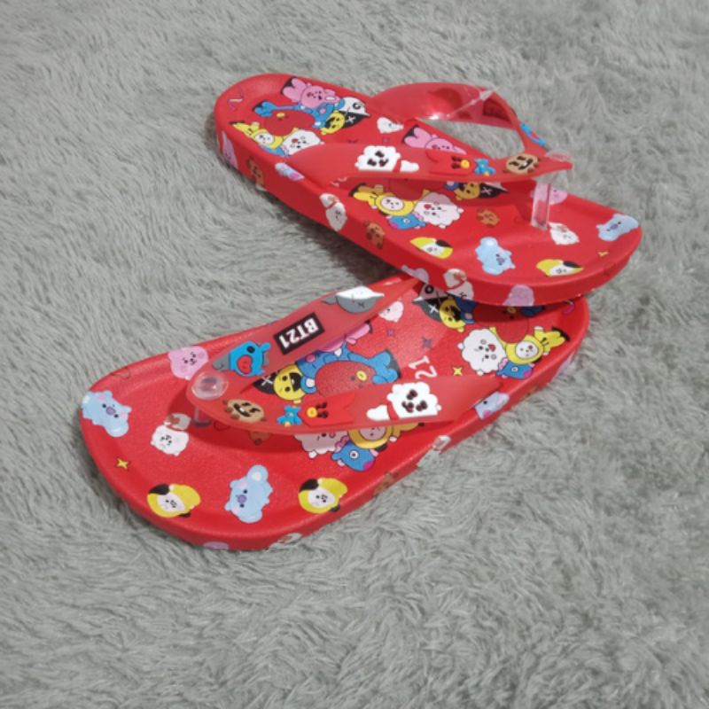 Sandal Jepit Anak Perempuan Import Motif BT21 BTS