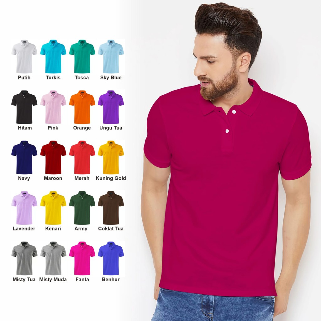 Kaos pria kerah polos wangki polo shirts