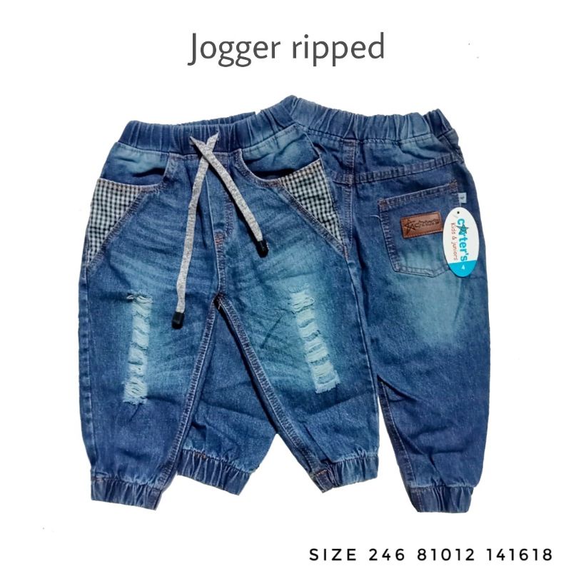 Celana jogger jeans anak laki laki perempuan , Joger panjang motif sobek anak