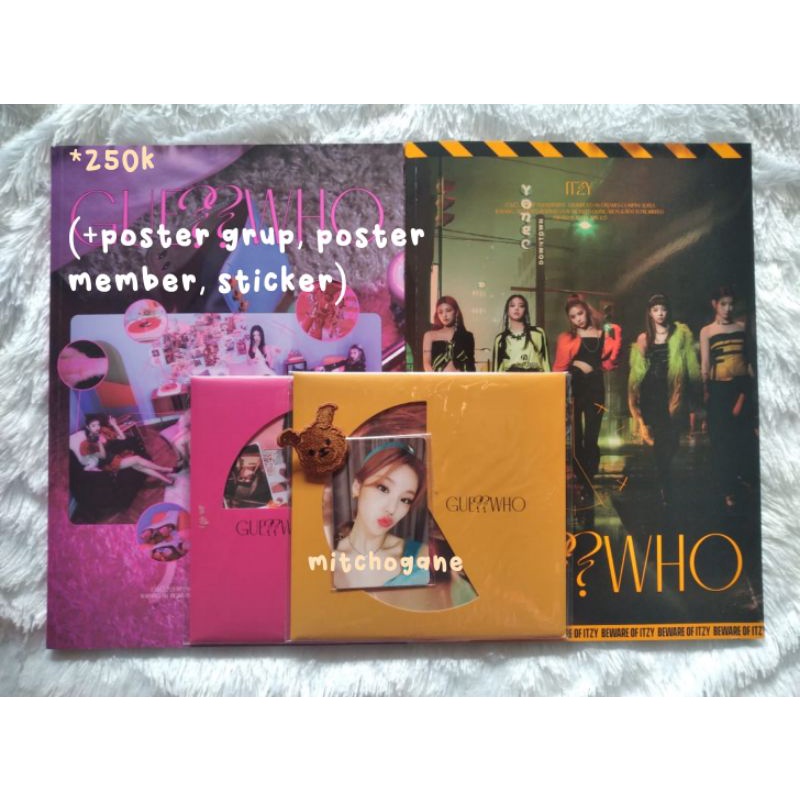 [bundle] pc nbd may yeji itzy + 2 album only guess who +poster pob no bad days month mei jasmine