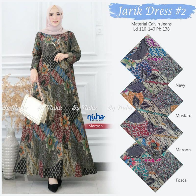 Calva Maxy / Jarik Dress - Gamis Calvin Jeans Terbaru LD110+ / 023-6148