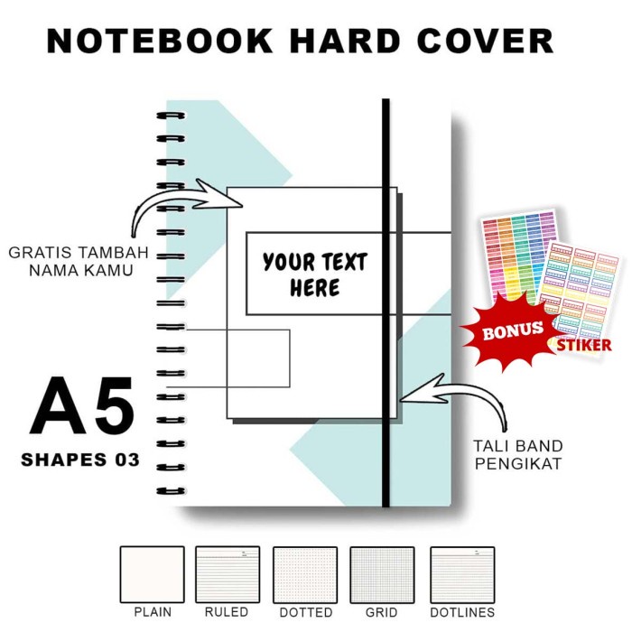 

Update Notebook Hardcover A5 Motif Shape/Journal/Buku Spiral/Agenda/Jurnal Terlaris