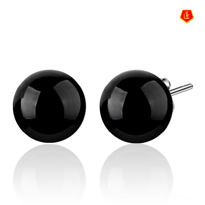 [Ready Stock]Korean Style Red Agate Ear Studs