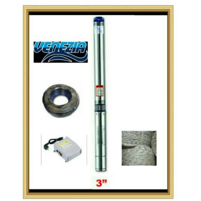 Paket Submersible 0.75 Venezia 3 inchi plus kabel plus tambang Venezia 3SQV3-16