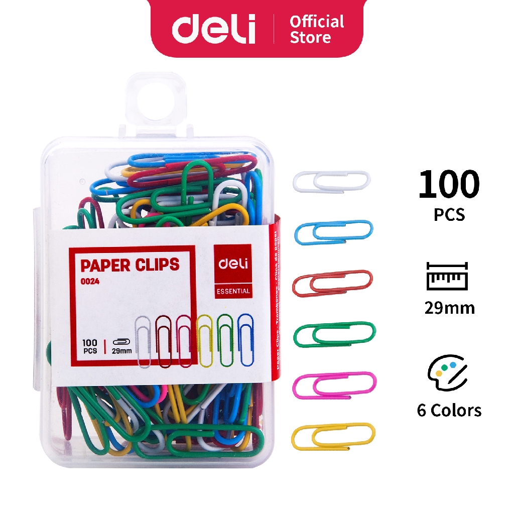 Deli Klip Kertas / Paper Clips / Kebutuhan Kantor - Multi Warna 29 mm E0024