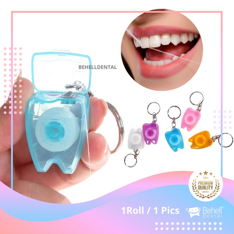 Dental Floss Roll 15m 15 meter . Benang Gigi Gantungan Kunci . pembersih sela sela plak di gigi sikat interdental . behel dental behelldental ortho