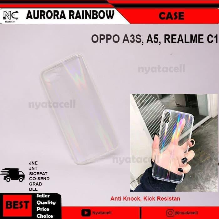 SUPER PROMO OPPO A5 HARD CASE AURORA RAINBOW-HOLOGRAM FUZE TRANSPARANT - BENING