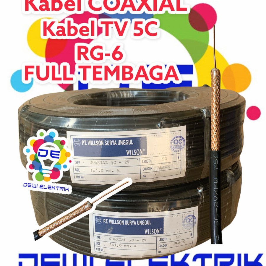 Kabel Antena 5c RG-6 Wilson 1roll TEMBAGA