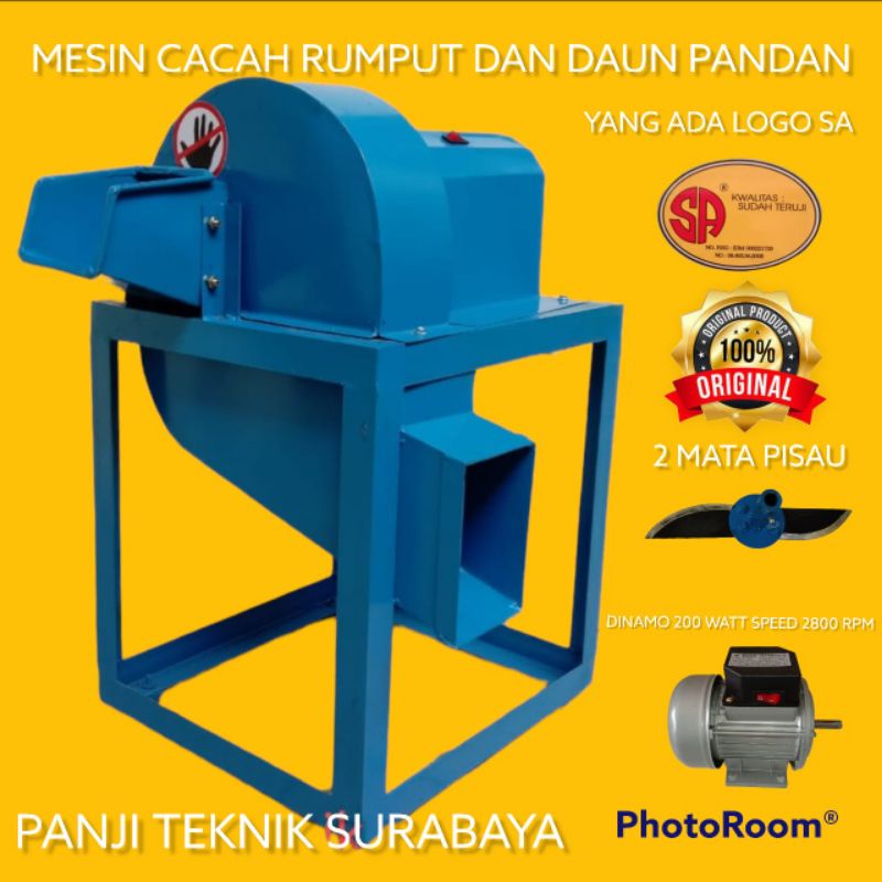 MESIN CACAH RUMPUT DAN DAUN PANDAN LISTRIK 200 WATT KOMPLIT