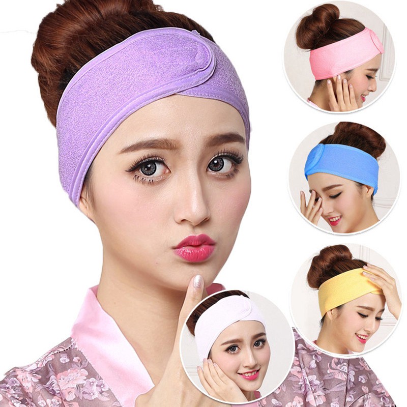 PFS Headband Bandana Bando Elastis Facial Lembut Dengan Magic Tape Untuk Cuci Muka/Spa/Makeup