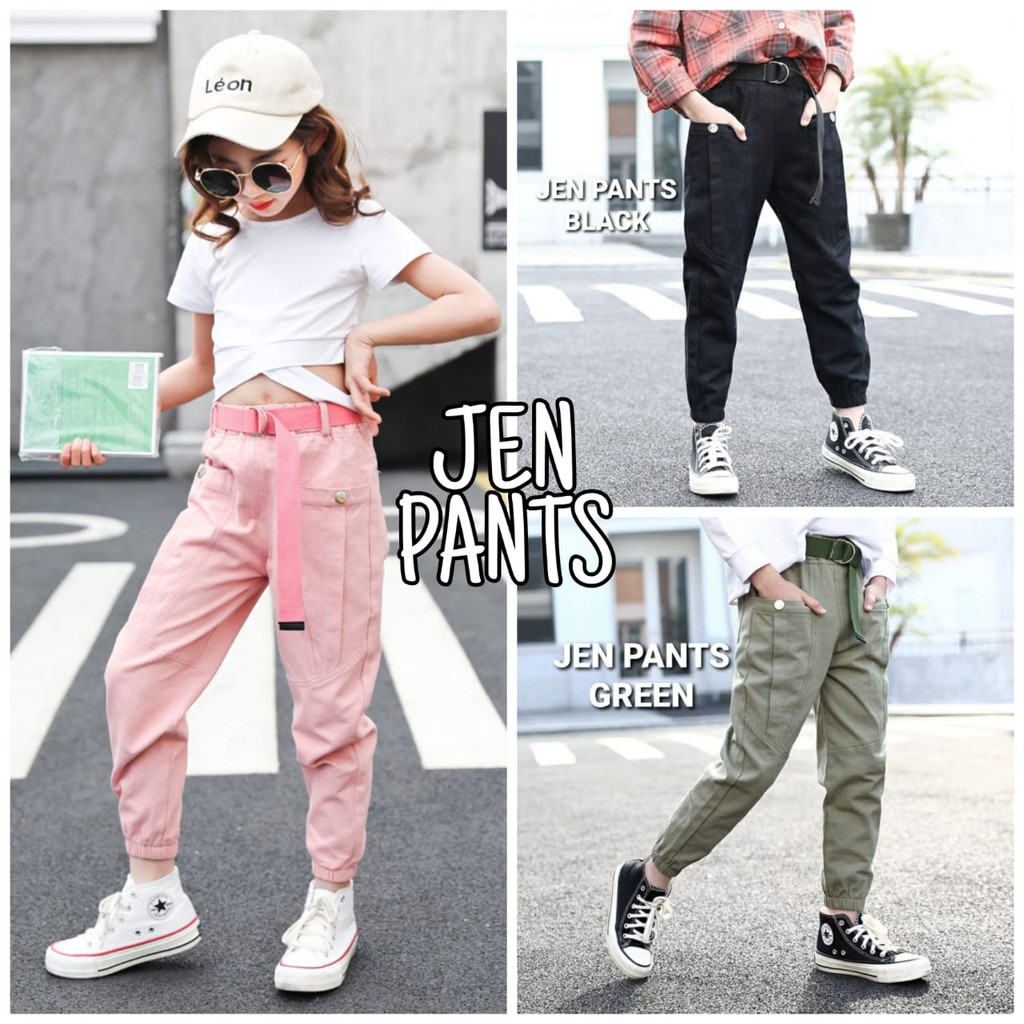 JEN PANTS / CELANA PANJANG JOGER ANAK PEREMPUAN IMPOR KOREA / CELANA PANAJNG CASUAL REMAJA IMPORT