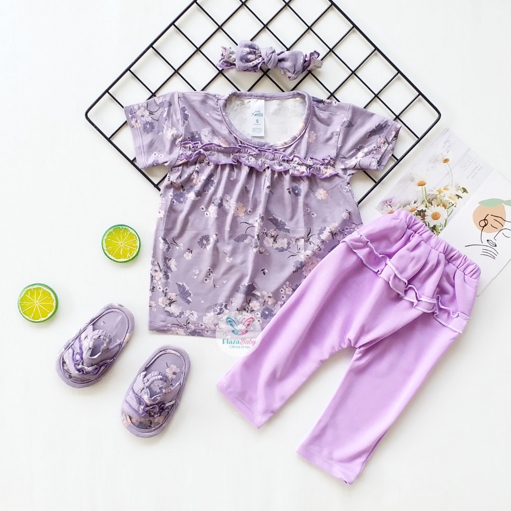 Plazababyku MX TRUE SET SANDAL setelan bayi motif bunga yang lucu free headband + sandal PART4
