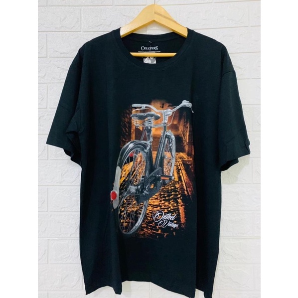 Kaos Pria/T-Shirt Pria Gambar Sepeda Onthel Vintage Warna Hitam Distro Murah