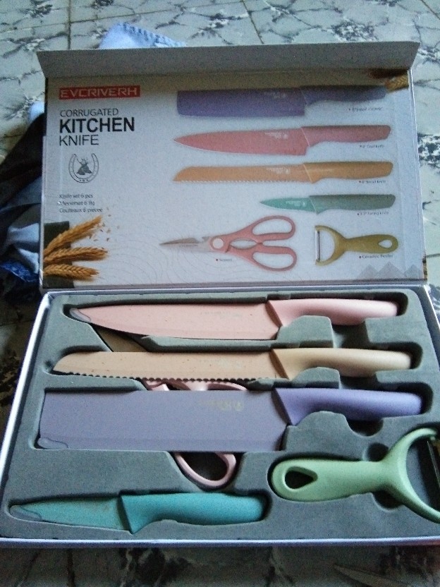 Pisau Dapur Set Stainless Steel Food Grade Corrugated Kitchen Knife